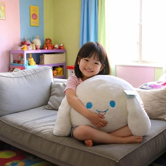 WORLD OF PLUSH 29-Inch Jumbo White Rabbit Plush – Giant Stuffed Bunny Toy for Kids & Adults – Soft Kawaii Cuddle Animal Pillow – Gift for Girls, Boys, Bedroom Decor, Easter Bunny Toy