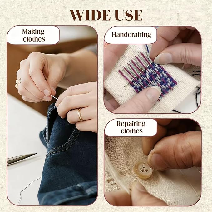 37pcs Big Eye Steel Needles Sewing Hand Tool Kit with Storage Box,Stainless Steel Needles Sewing Kit,Portable Sewing Working Kit,Needles Thread Hand Repair Tools for Beginners,Home,Handcraft Lovers
