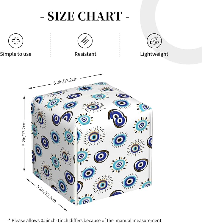 POIUBLE Evil Eye Tissue Box Cover Leather Tissue Box Holder Square Facial Paper Organizer Dispenser for Bathroom Kitchen Bedroom Vanity Countertop Night Stands