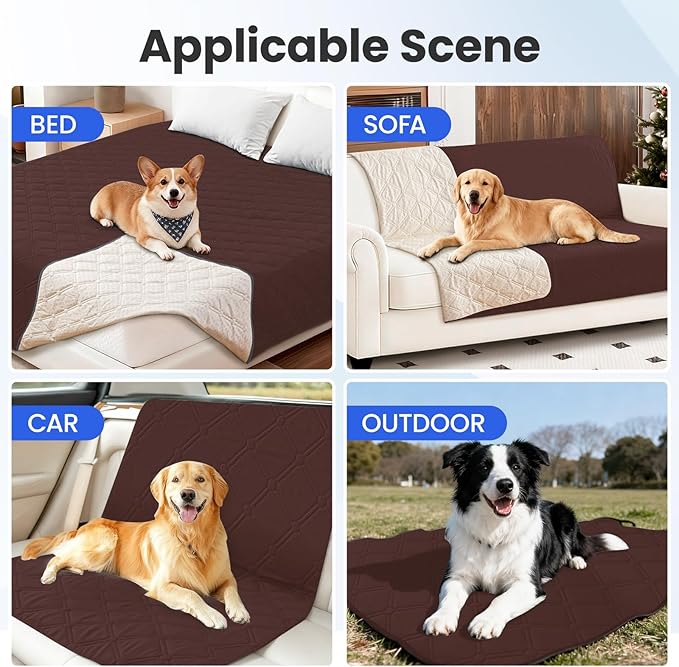 CYCMACO Waterproof Couch Covers for Pets, Waterproof Dog Bed Cover, Anti-Slip Soft Dog Blankets, Couch Cover for Dogs Washable, Pet Blanket for Puppy Large Dogs Cat (82x102 Inch, Coffee)