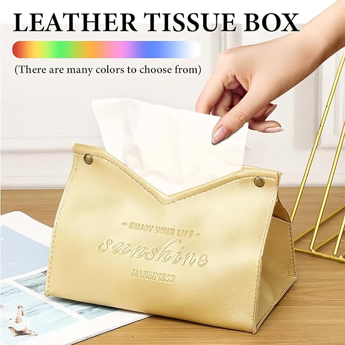Beleda PU Leather Tissue Box Cover Rectangle Car Living Room Bedroom Kitchen Home Office Desktop Cute Tissue Box Decoration Modern Minimalist Nordic Napkin Holder Medium Tissue Organizer Box (Grey)