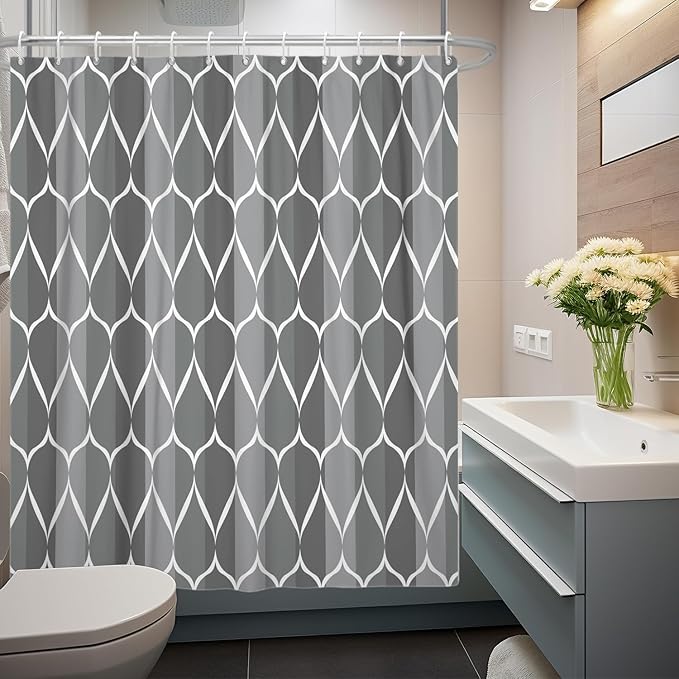 MCCKTIU Gray Modern Bathroom Shower Curtain - Waterproof Fabric, Machine Washable - 72 x 72 Inches