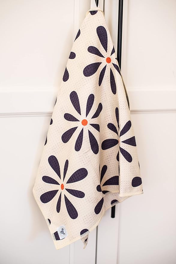 Desert Aqua 2 Pack Double Sided Kitchen Towels || Dish Towels || Quick Dry || Designer Prints || Highly Absorbent || Hanging Hook (Poppy)