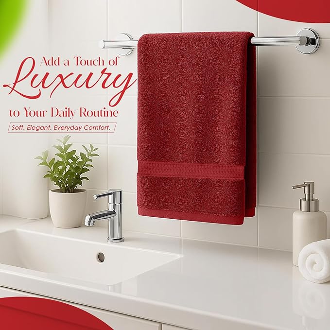 RIVERSIDE 6 Pack Premium Hand Towels Set, 16x28 inches, 100% Ring Spun Cotton, 600 GSM, Soft, Quick Dry and Highly Absorbent, Towels for Bathroom, Kitchen, Gym, Spa - Red