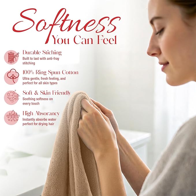 RIVERSIDE 12 Pack Washcloths - 12x12 Inches, 500 GSM, 100% Ring-Spun Cotton - Soft, Absorbent & Durable Face and Body Towels - for Bathroom, Spa, Gym, Makeup Removal & Everyday Use - Tan