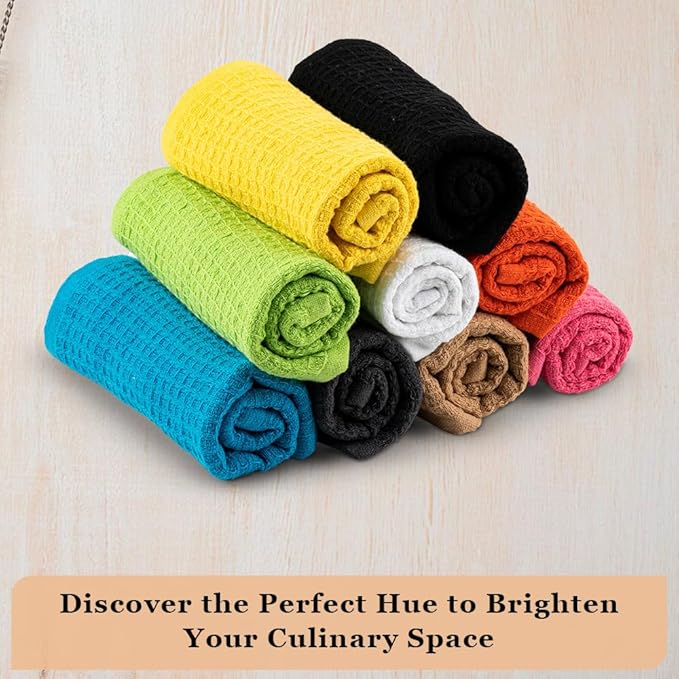 DishCloths Kitchen|Waffle Terry Check Weave Hand Towels|Cotton 12x12" Reusable Dish Rags Washing Scrub Cleaning Dishes|Dish Bar Mop Towels Hand Wipes|Spring Easter Basket Decor|6 Pc -Lemon Yellow