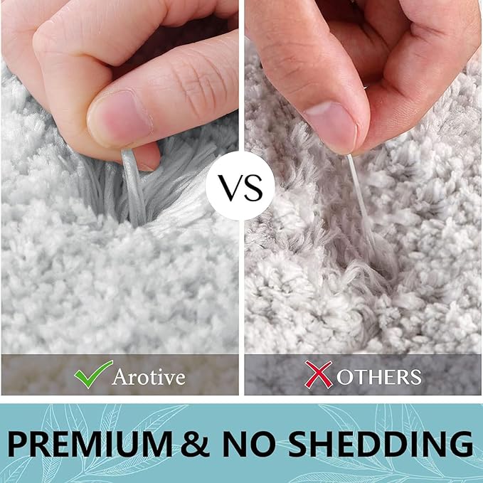 Arotive Microfiber Bathroom Rugs, Shaggy Soft and Absorbent Bath Rug, Non-Slip, Thick Plush Machine Washable Dry Bath Mats for Bathroom, Tub and Shower, 59x17, Light Grey, Rectangular