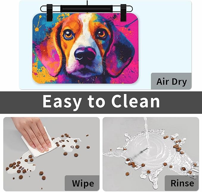 Beagle Food Mat for Floors Waterproof,Quick Dry Anti-Slip Dog Bowl Mats for Food and Water,Pet Feeding Mats,Pet Placemat for Messy Drinkers to Protect Floors,Pets Supplies 17.72×11.81in