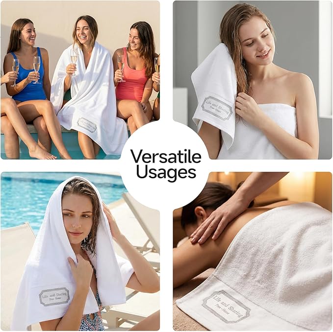 REDKISS 35"x70" Luxury Bath Sheets Towels Set of 2, 100% Cotton & 700 GSM,Ultra Soft & Highly Absorbent Bath Towels Set,Perfect for Bathroom,Spa and Hotel-White