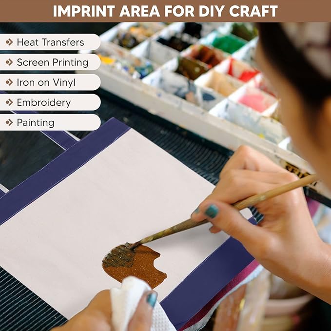 Canvas Tote Bag with Handles for Woman, Reusable Cloth Bag for Groceries and Shopping In Bulk - Blank Cotton Tote Bag, Suitable for DIY Projects Heavy Duty, 16"X14.5" With 4” Gusset, Blue 8 Pack