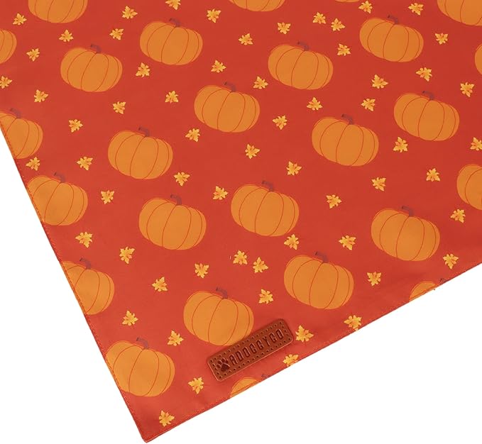 ADOGGYGO Thanksgiving Dog Bandanas 2 Pack, Reversible Pumpkin Turkey Pet Scarf, Premium Fabric, Adjustable Fit Orange Thanksgiving Bandanas for Small Dogs (Small)