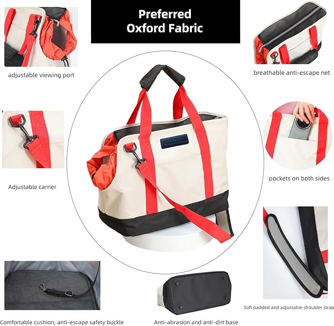 Accloeon Dog Purse Carrier for Small Dogs。Waterproof Lining, Breathable Mesh, Large Pockets - Lightweight Oxford Pet Tote Bag Carrier。Lightweight Cat Carrier - Versatile Small Pet Bag