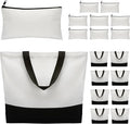 Reginary 16 Pieces Canvas Tote Bag Bulk Sublimation Blank Large Reusable Grocery Shopping Bags and Makeup Pouch Case with Zipper for Women DIY Gift Craft Cosmetic School Travel Supplies
