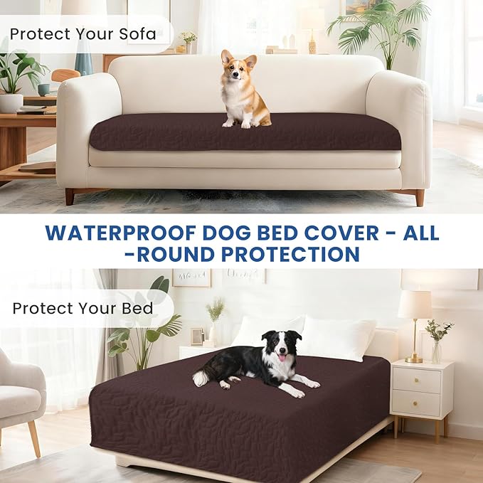 CYCMACO Waterproof Dog Blanket, Non-Slip Soft Pet Bed Cover, Couch Cover for Dogs Washable, Protects Sofa, Furniture, Crate, Car, Tear Resistant Leakproof Pet Blanket (68x82 Inch, Coffee)