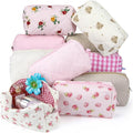 Paterr 10 Pcs Quilted Makeup Bag Bulk Cotton Floral Cosmetic Bag Women Girls Bridesmaid Gifts Cute Makeup Pouch Coquette Aesthetic Travel Toiletry Organizer(Beige Floral,7.87 x 4.72 x 3.15 Inches)
