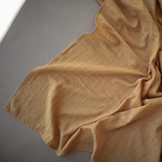 mushie Muslin Baby Swaddle Blanket | 100% Organic Cotton (Fall Yellow)
