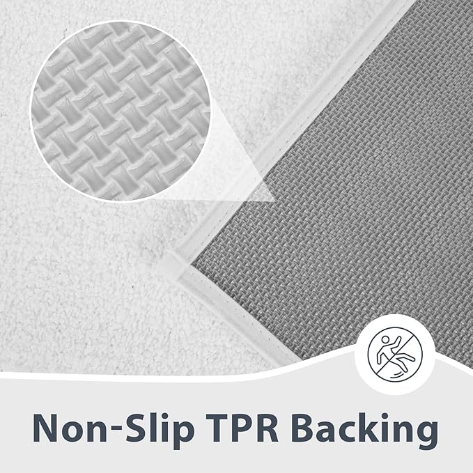 anllugs Bathroom Rugs 30" x 60", Non-Slip Extra Soft Absorbent Bath Rugs, Machine Washable Quick Dry Bath Mats for Bathroom Floor, Shower, Bathtub and Sink, White