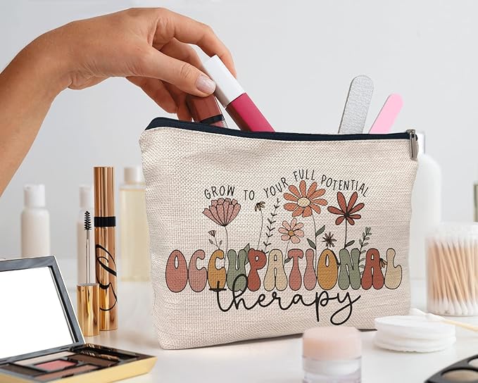IWXYI Occupational Therapy Gifts,Boho Therapist Occupational Therapy Makeup Bag Make up Bag Zipper Pouch Travel Toiletry,Therapist Gifts,Ot Gifts,Gifts For Occupational Therapy
