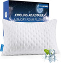 KUCEY Cooling Side Sleeper Pillow for Neck and Shoulder Pain, Luxury Shredded Memory Foam Firm Cool Bed Pillows for Sleeping Set of 1- Adjustable Standard Size- Washable Cover Original White