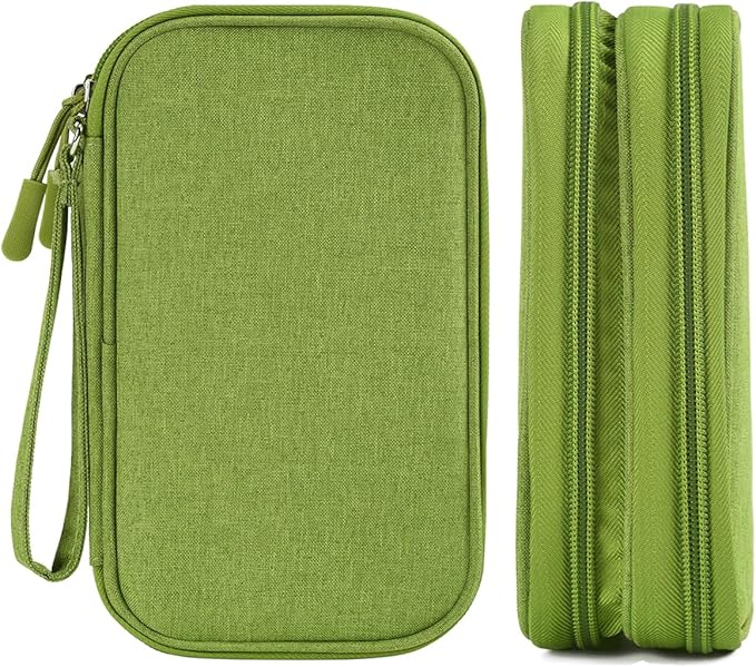 CAAORDKSO Electronic Organizer Travel Cable Accessories Bag, Case for Cable, Cord, Charger, Phone, Power Bank, Earphone (Grass Green, Medium)