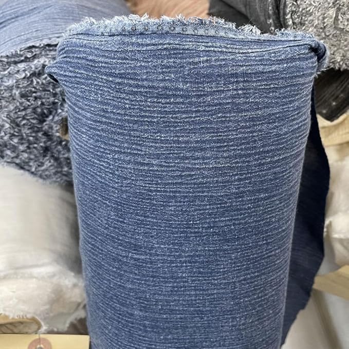 Linen Rayon Blend Fabric by The Linen Lab – Lightweight, Soft, Pre-Washed Material for Sewing, Clothing, Crafts & DIY (3 Yard pre Cut, Blue - Pigment Dyed)