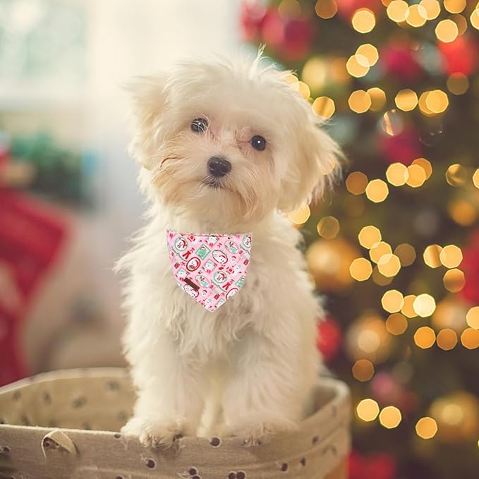 UP URARA PUP Christmas Dog Bandana–Adorable Happy Snowman Triangle Scarf for Small Medium Large Dogs, Soft Cotton Pet Bib for Winter & New Year, Adjustable Dog Kerchief
