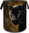 VODRM Black Panther Jungle Laundry Basket, Dirty Collapsible Clothes Toy Organizer Hamper for Kids Adults, Oxford Cloth Waterproof Storage Bin for Bedroom Bathroom Home Decor Gifts, 19.7"X15.7"