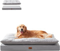 Warmrest 2-Pack Waterproof Dog Bed Large Size Dogs, Plush Cushion & Orthopedic Egg-Crate Foam Mattress for Senior Dogs, Washable Dog Crate Bed with Removable Cover, Light Grey