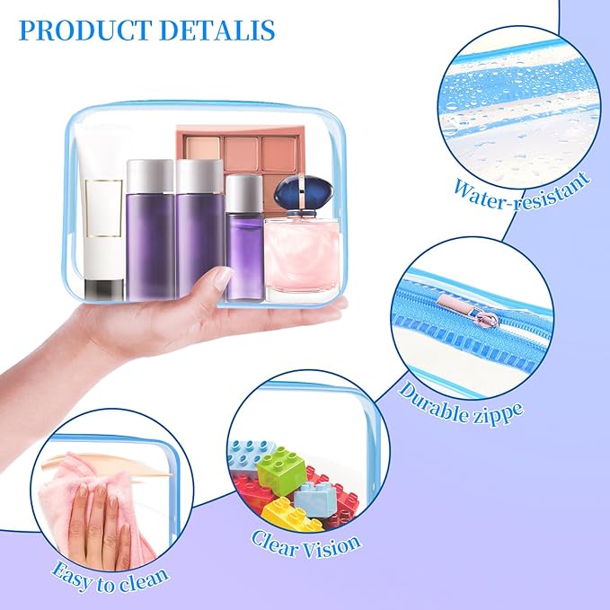 24 PCS Clear Toiletry Bag, Cosmetic Bag for Travel Makeup Organizer TSA Approved Pouch - Multicolor, Medium