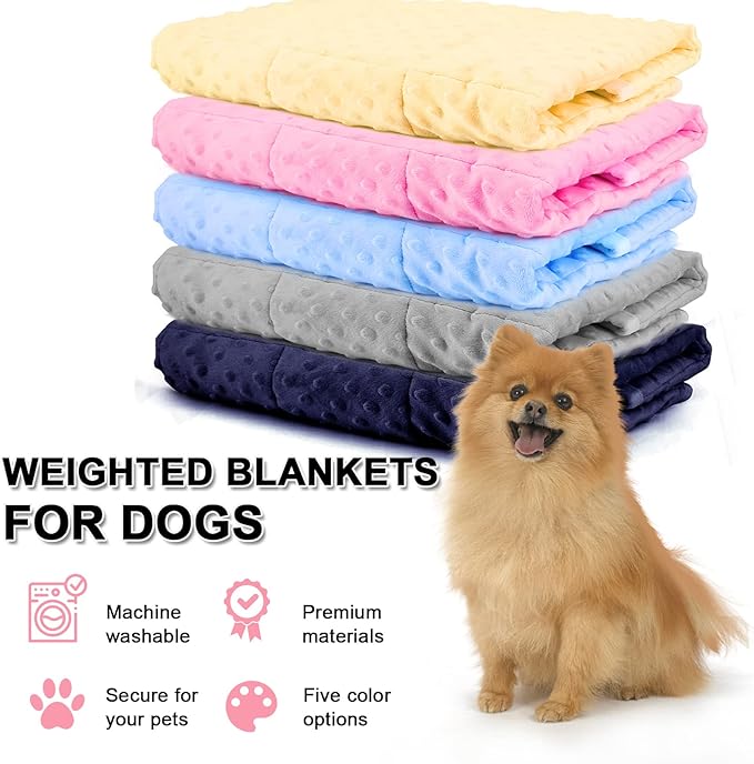 LaSyL Weighted Blanket for Pets | Thunder Blanket for Dogs Anxiety | Premium Soft Minky | Relaxation & Calming & Anti Anxiety | Used in Car, Bed, Couch | Pink, Washable Small 32" L x 24" W