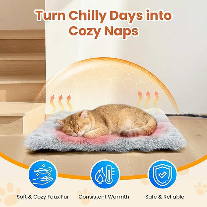 Littlo Kozytail Dog Heating Pad, Smart Thermostat, 12 Temp Levels & 0-12H Timer, Large Pet Heating Pad with Zippered Plush Fleece Cover, Waterproof & Chew Resistant, 34x24in for Dogs and Multiple Cats