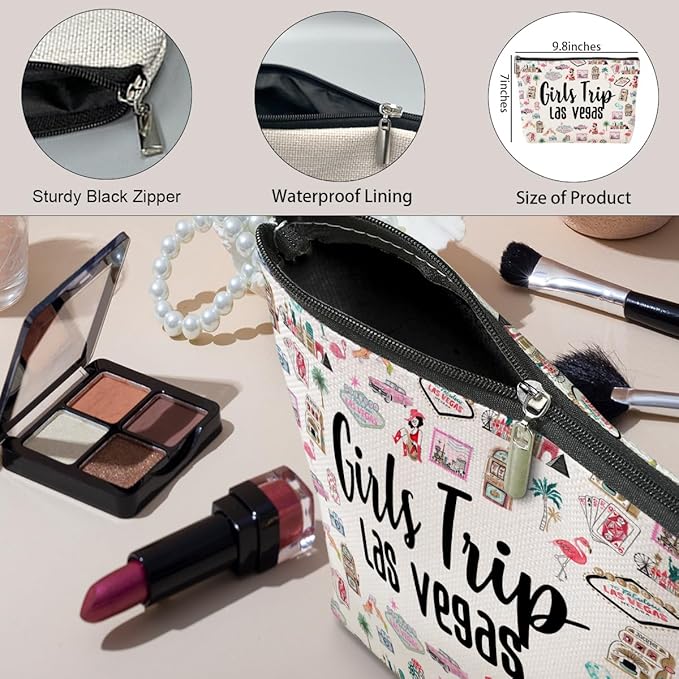 Las Vegas Lover Gifts Makeup Bag Cosmetic Bag Girls Trip Gifts Favors Girls Weekend Las Vegas Travel Souvenir Merch Birthday Friendship Gifts for Women Sister Daughter Traveler Birthday Christmas