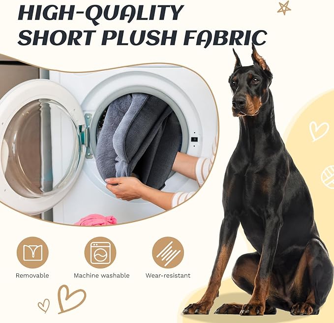 OUPEIWAWA Extra Large Dog Bed Orthopedic with Bolster Sides Removable Egg-Crate Foam Waterproof Liner Pet Bed Sofa Couch with Removable Washable Cover Non-Slip Bottom, Gray1