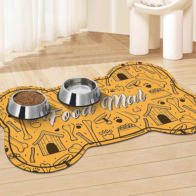 Pet Feeding Mat - Absorbent Dog Food Mat for Floors Waterproof，Dog Cat Placemat Mat for Food and Water Bowls - No Stains No Sliding Quick Dry Water Eating Dish Mat