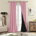 Rutterllow 100% Blackout Curtains, 96 Inches Long Full Blackout Drapes for Bedroom/Kids Room, Thermal Insulated Living Room Window Treatment Drapes (Set of 2 Panels, Pink, 52x96 inch)
