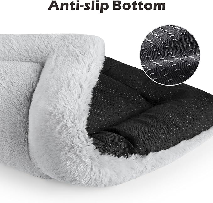 SIWA MARY Dog Bed Mat Soft Crate Pad Washable Anti-Slip Mattress for Large Medium Small Dogs and Cats Kennel Pad(29'' x 21'' Grey)