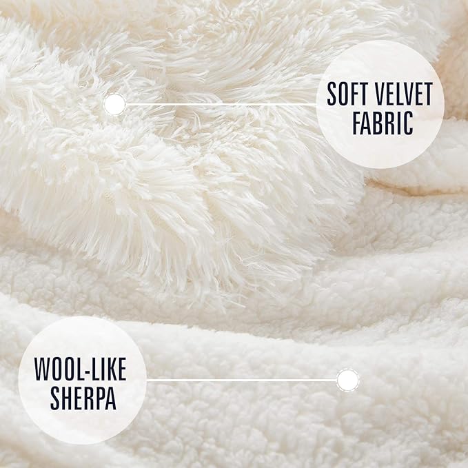 LOCHAS Luxury Fluffy Dog Blanket, Extra Soft and Warm Sherpa Fleece Pet Blankets for Dogs Cats, Plush Furry Faux Fur Puppy Throw Cover, 40''x60'' Cream White