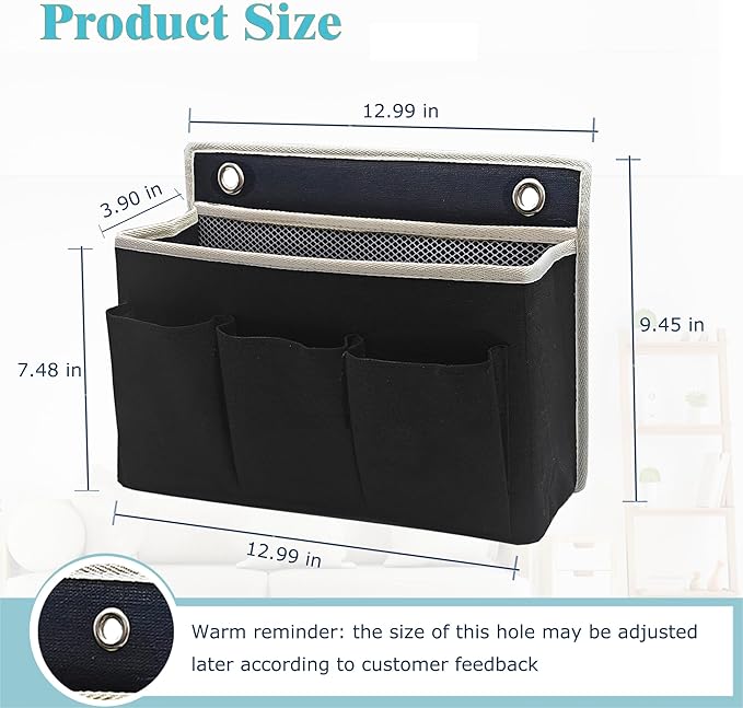Someteth 2-Pack Wall Hanging Organizer Bag/Hanging Baskets with Large Mesh Compartment & 3 Pockets，Over the Door Organizer Space Saving Storage for Bedroom,RV Camper, Closet (Black - 2 Pack)