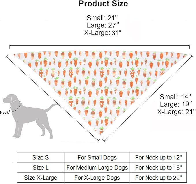 ADOGGYGO Easter Dog Bandana, Multiple Sizes Offered, Reversible Festival Pet Bandana Triangle Dog Scarf for Large X-Large Dogs Pets (X-Large, Easter)