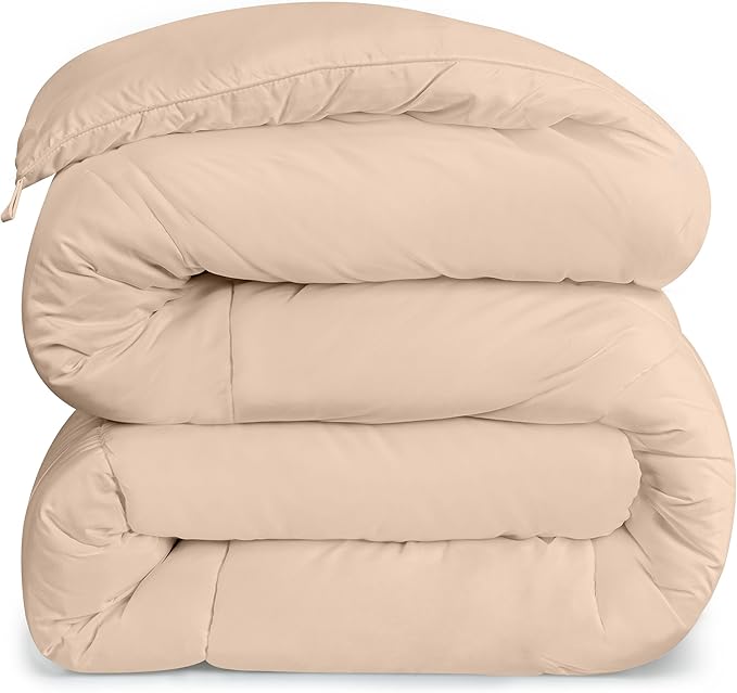 Utopia Bedding Comforters King Size, All Season Duvet Insert, Down Alternative Box Stitched Bed Comforter with Corner Tabs, Machine Washable (Beige)
