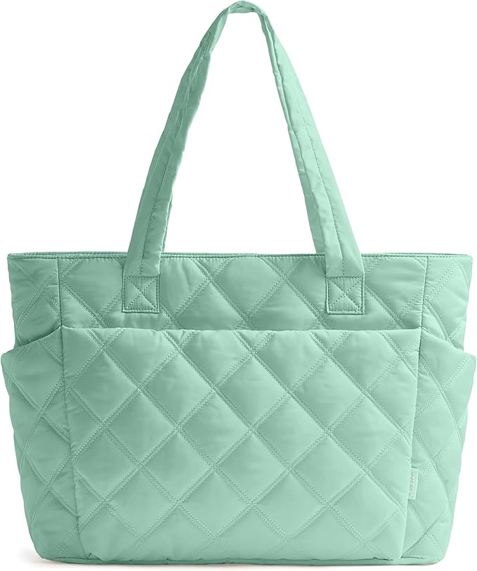 Uselike Tote Bag for Women, Lightweight Puffer Tote Work Bags with Compartments for Travel, Quilted Shoulder Bag with Zipper