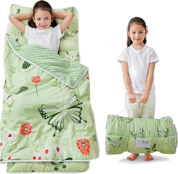 Lasoftan Toddler Nap Mat with Pillow and Blanket, Extra Large Rolled Napping Mats,Slumber Bags for Boys Girls,Kids Sleeping Bag for Daycare, Preschool Travel Camping