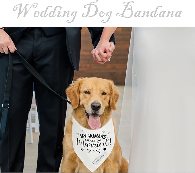 Realeaf My Humans are Getting Married Dog Bandana,Wedding Outfit for Boy and Girl, Premium Durable Fabric, Engagement Announcement for Large and XLarge Dogs (Small)
