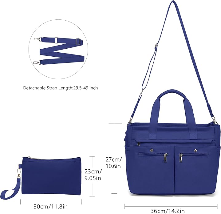 Women's Large Canvas Tote Bag Set (2PCs) - Ideal for Laptop, Hobo, Crossbody, Handbag, Travel, Gym & Work