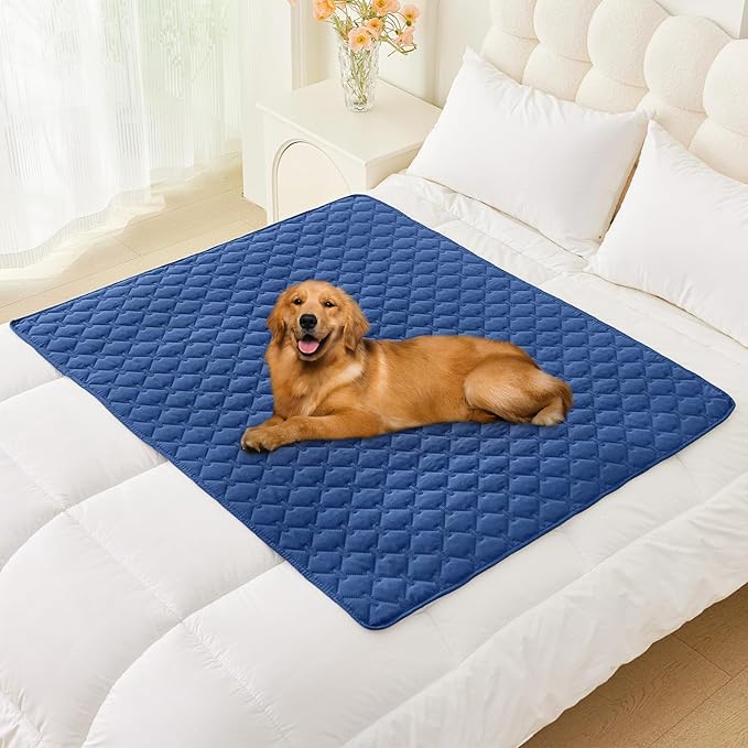 Smiry Waterproof Dog Bed Cover Blanket, Soft Reversible Pet Blanket, Washable Leakproof Cats Dogs Couch Cover for Sofa, Couch, Furniture, Plaid (40x50 Inch, Navy/Blue)