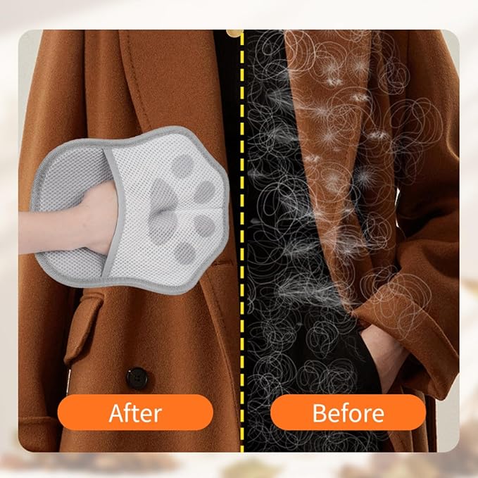 MoeQOassis Electrostatic Pet Hair Removal Glove Brush, Newly Upgraded Reusable and Washable Cats & Dogs Hair Removal Glove, Pet Hair Removal Tool for Clothing, Couch, Carpet, Car Seat, 1 Pcs Grey