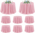 sancua Round Tablecloth 120 Inch Diameter, 8 Pack - Circle Polyester Fabric Table Cloth for Wedding Party Reception Banquet Birthday, Washable Formal Table Cover (Fit 48-96 Inch Tables), Pink
