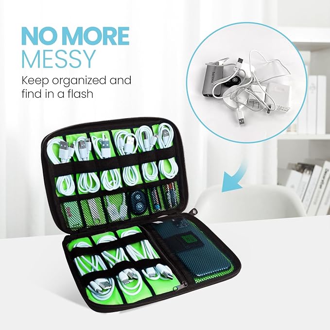 Lcsmaokin Electronics Travel Organizer,Portable Waterproof Electronic Travel Storage Bag for Small Charging Cord Storage,Charger,SD Card etc,for Travel,Business-Orange Green