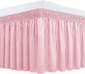 Biscaynebay Wrap Around Bed Skirts for Full & Full XL Beds 15" Drop, Pink Adjustable Elastic Dust Ruffles Easy Fit Wrinkle & Fade Resistant Silky Luxurious Fabric Machine Washable