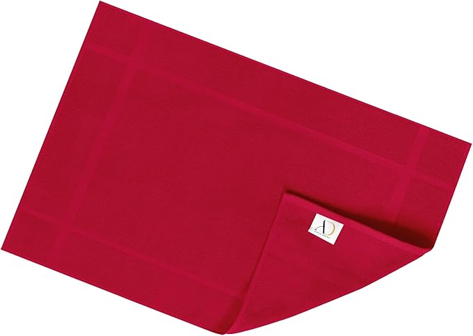 Ample Decor 100% Cotton Bath Mats 34 x 20 Inches, Quick Dry, 1350 GSM Banded Border Shower Bathroom Floor Mat, Not Bathroom Rug - Christmas Red, Pack of 6